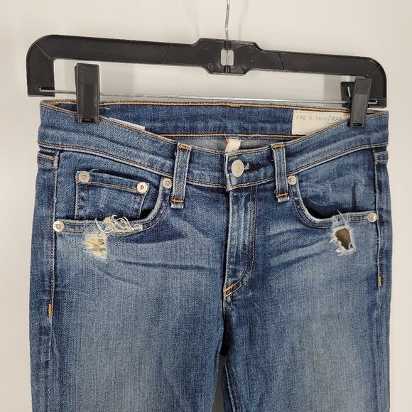 Rag & Bone Destroyed Wash Mid Rise Skinny Jeans 25 - Picture 2 of 12